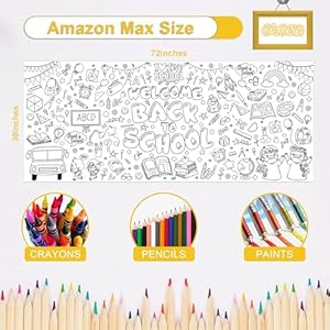 OHOME Back to School Giant Coloring Poster/Tablecloth - Back to School Decorations - 30 x 72 Inches Kindergarten School Supplies for Kids - Back to School Gifts for Kids - Banner Classroom Must Haves OHOME Back to School Giant Coloring PosterTablecloth Back to School Decorations 30 x 72 Inches Kindergarten School Supplies for Kids Back to School Gifts for Kids Banner Classroom Must Haves