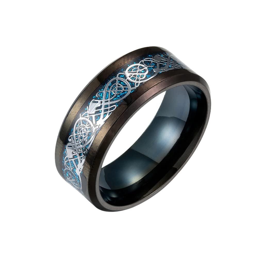 HIJONES Unisex Carbide Fiber Celtic Dragon Spinner Ring Wedding Spins Band