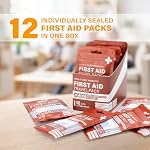 EVERLIT CARE Trousse de pansement pour les voyages, 12 Emballages individuels, portatifs Mini Trousse de premiers soins avec 20 Voyage Essentials Compact, Imperméable, Sac réutilisable pour le nettoyage, la couverture et la protection