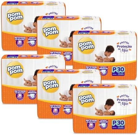 Fralda Pom Pom Protek Proteção de Mãe Jumbo P 180 Unidades