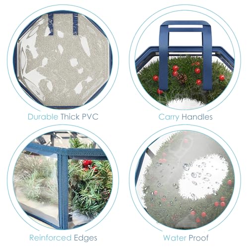 Hearth & Harbor Wreath Storage Container - Clear Christmas Wreath Storage Bag, Dual Zipper and Handles - 30" Premium Wreath Storage Organizer Box by Hearth & Harbor - Image 4