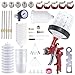 Fulchron HVLP Spray Gun With 1.4/1.7/2.0/2.5/3.0mm 5 Nozzles, Air Spray Paint Gun W/10Pcs 600CC Disposable Paint Mixing Cups and Lids, Automotive Gravity Feed Paint Gun Kit for Car Painting (Red Wine)