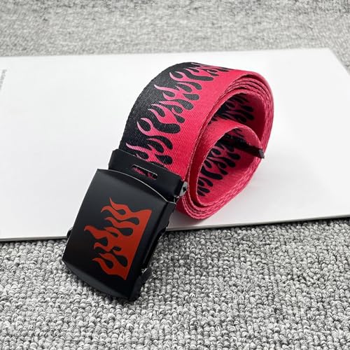 Tactically Belt Flame Pattern Wide Belt Nylon Wear Belt Teens Male Waist Belt For Coat Jeans Wear4