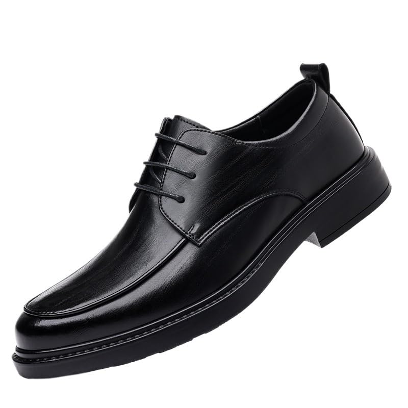 Men's Dress Shoes Italian Leather Round Toe Comfort Orthopedic Classic Lace Up Anti-Slip Non Slip Rubber Sole Block Heel Shoe for Business Office Party Wedding