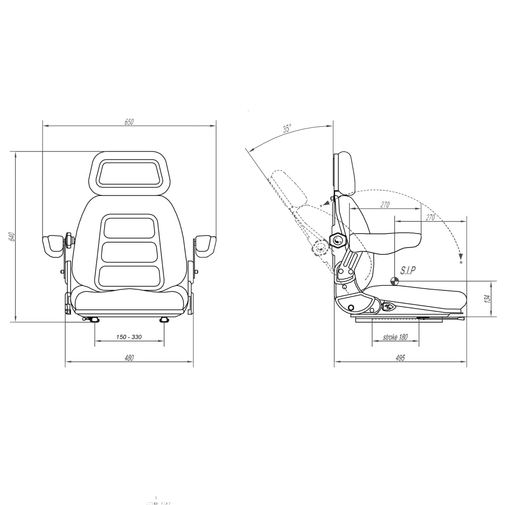 KlaraSeats Schleppersitz Hofladersitz S 85/90AR PVC