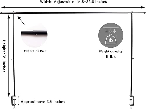 Miniatura 2 de Soporte para barra sobre la mesa con abrazaderas, 46-82 pulgadas de largo, soporte de arco de flores de metal ajustable, arco decorado para fiestas,