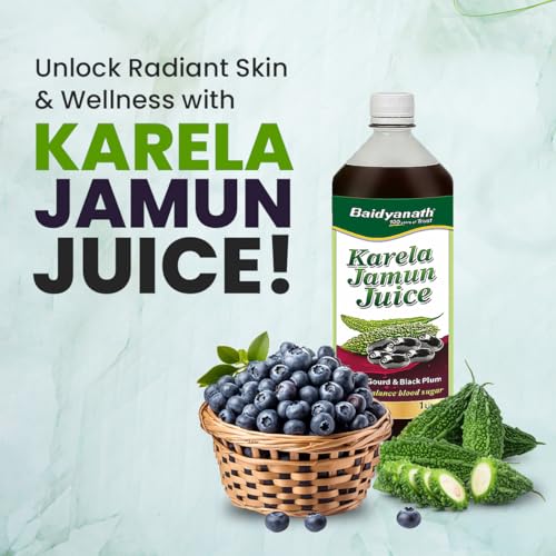 Image of Baidyanath Ayurved Neem Karela Jamun & Karela Jamun Juice combo (2L, 1Litre X 2) | Natural Remedy for Blood Sugar Management | Best For Digestive Health, Diabetic, Skin Care & Natural Detox | No Added Sugar