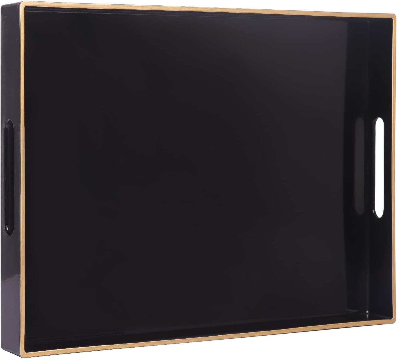 MAONAME White Serving Trays with Handles, Oval Decorative Trays for Coffee Table, Nesting Tray Set of 2, Plastic Vanity Tray for Ottoman, Living Room