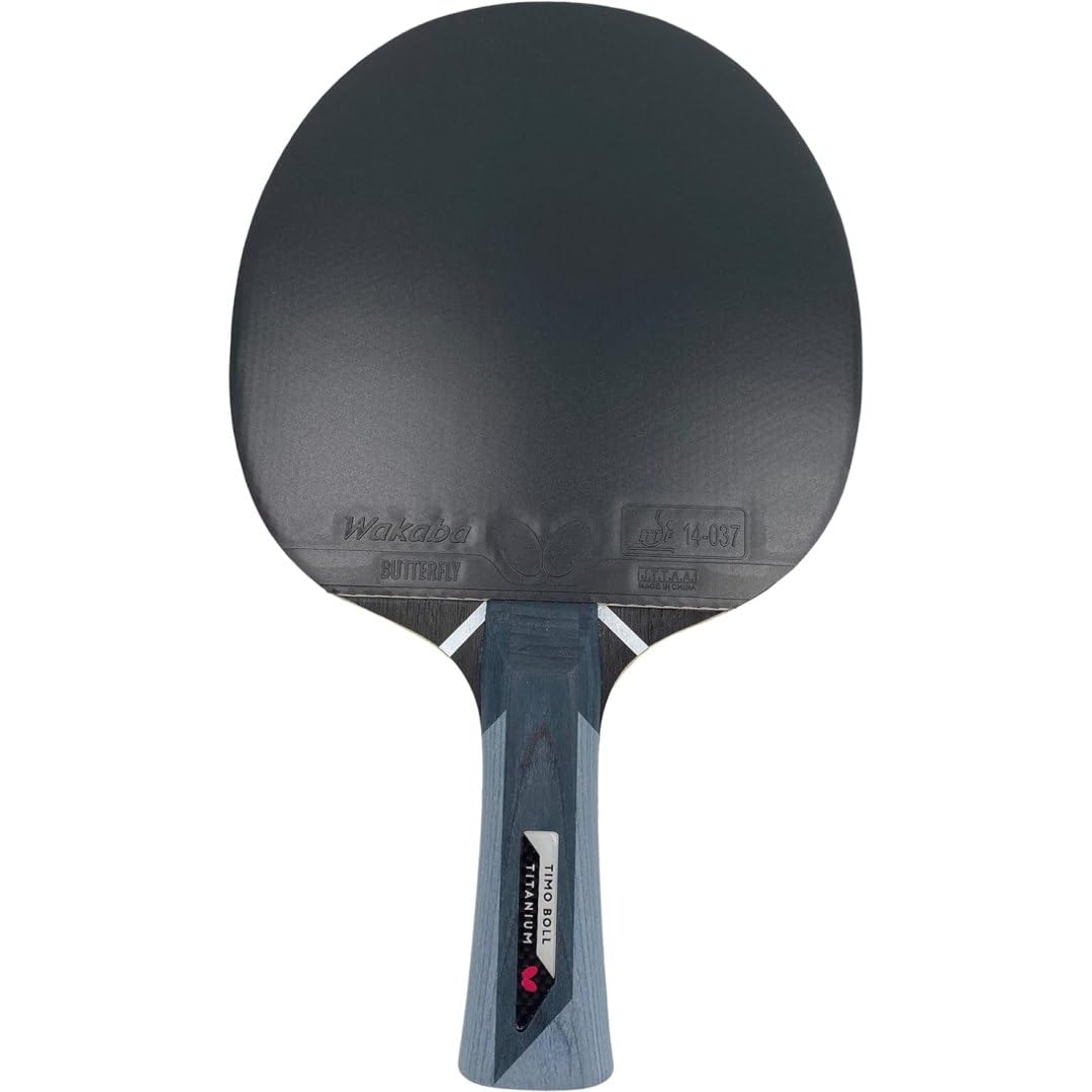 Butterfly Timo Boll Titanium Raquette de tennis de table | Revêtement Wakaba certifié ITTF pour compétition | Éponge de 2,0 mm | Joueurs professionnels entraînés