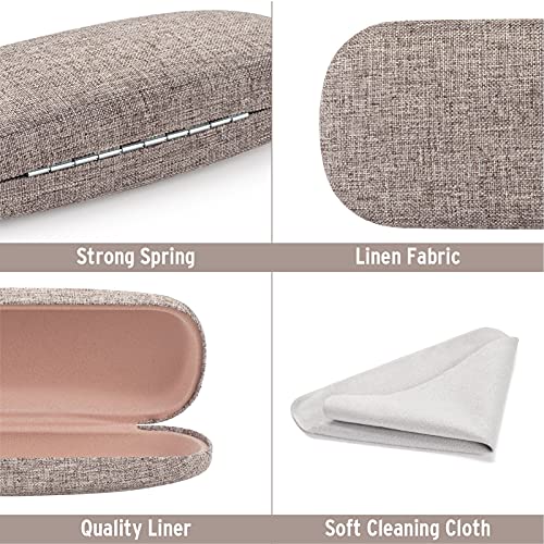 Marvolia Glasses Case Hard Shell Eyeglasses Case Linen Fabrics Protective Case For Sunglasses Eyeglasses With Cleaning Cloth For Men Women - 3 Pack #TOP3