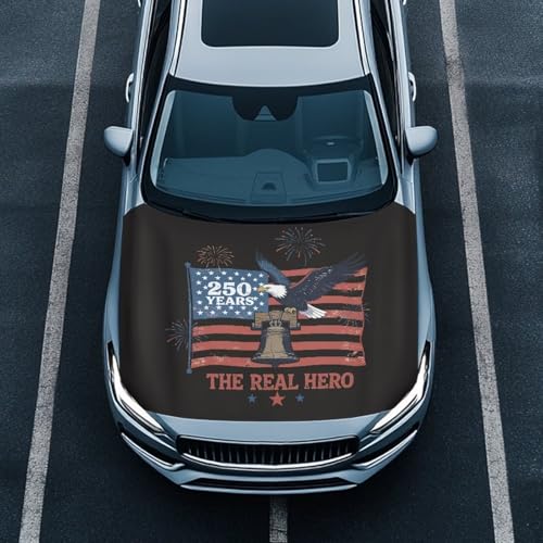 Image of Hood Covers for Cars SUV Trucks Sedan USA 250th Birthday Car Front Hood Protector Cover Exterior Decorations Stretchable Car Hood Wraps for Vehicle