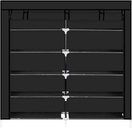 Vasitelan Organizador de almacenamiento para zapatos de 7 niveles estante portátil de doble fila para zapatos torre para armario con cubierta de