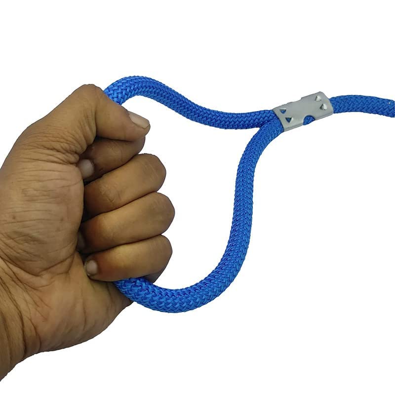 Image of Dog Buckle Leash, Dog Export Quality Nylon Easy to Control Buckle Everyday Neck Collar Belt and Hand Weaved Durable Training Rope Leash Set (Blue)