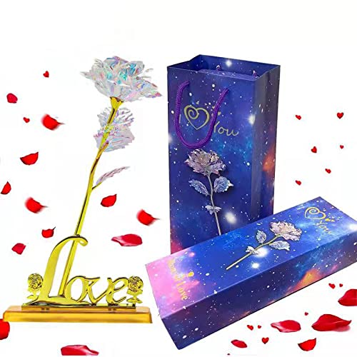 Rose Eternelle Plaqué Or 24K Rose Rose Eternelle ​Golden Rose avec BoîTe pour Saint Valentin, Cadeau Grand Mere, Cadeau Mariage Anniversaire,Cadeau Anniversaire Femme, Cadeau d'anniversaire(blanc) Cover