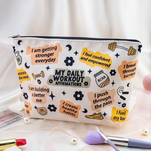 Workout Gifts for Women Gym Gifts for Women Gym Bag for Fitness Lovers Fitness Athletic Trainer Gift Workout Bag Daily Affirmations Makeup Bag Inspirational Mental Health Gift for Female2