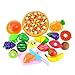 F Fityle Couper Les Jouets Alimentaires Semblant Jouer Ensemble de Jouets Coupe Pizza Fruits Légumes 24 Pc