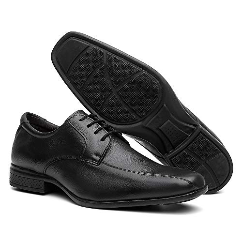 Kit 3 Pares Sapato Social Masculino Clássico Em Couro Cor:Preto;Tamanho:43