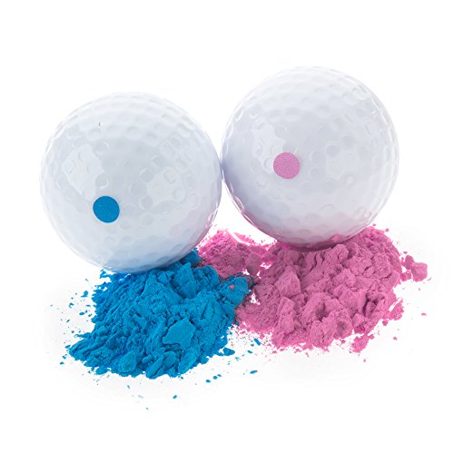 Baby Gender Reveal Exploding Golf Balls - Pink and Blue Set for Boy or Girl Gender Reveal Party (1 Pink Ball and 1 Blue Ball) Or Single Golf balls (Blue and Pink Set (2 Balls))
