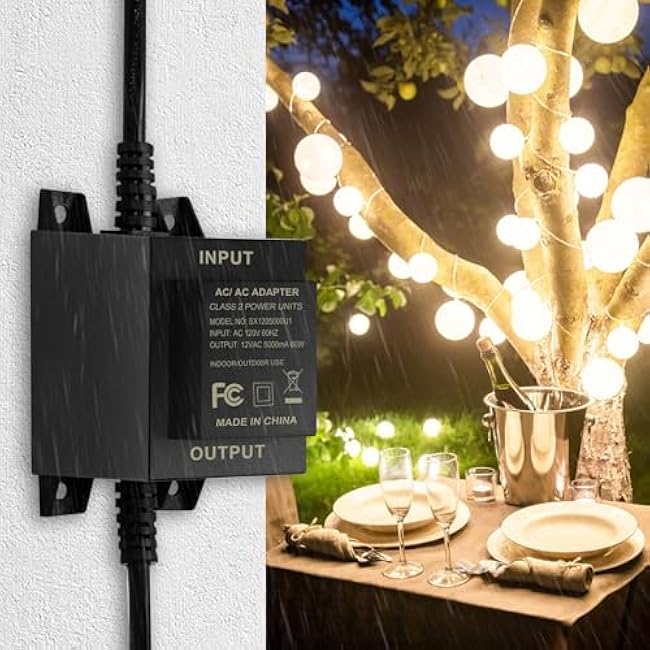 Low-Voltage Landscape Transformer, 60W 5A, converts 110V-120V AC to 12V AC. Landscape Lighting Transformer for Outdoor Lighting, Landscape Lighting, Swimming Pool Lights, LED Lights, Water Pumps, etc