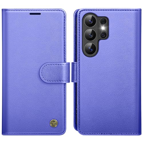 Coque de protection Samsung S26 Ultra étui portefeuille cuir bleu avec blocage RFID