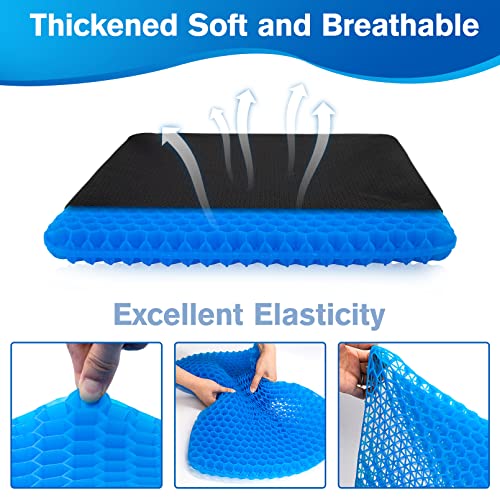 Wansimoo Gel Seat Cushion,Car Or Office Chair Seat Cushion,For Pressure Relief Pain,With Non-Slip Cover,Thickened Double Honeycomb Breathable Design,Blue(18.5"X17"X1.5") #TOP2