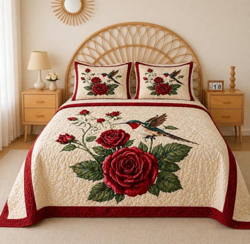 Image of Premium 7D Printed King Size Bedsheet Set with Pillow Covers Soft Cotton Blend Double Bedsheet for Home (Pillow Covers :18x28 inches Bedsheet :90x100 (Red, Beige)