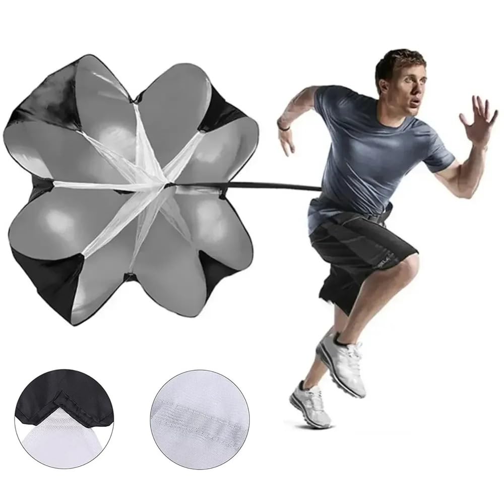 Paracadute da corsa da 142 cm, con cinghie regolabili, attrezzatura da allenamento per resistenza e agilità, attrezzatura per allenamento di velocità per basket per migliorare la potenza e la