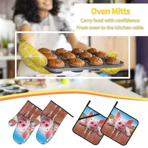 Manoplas de horno de cerdos para barbacoa y microondas: pack de 4 piezas 8