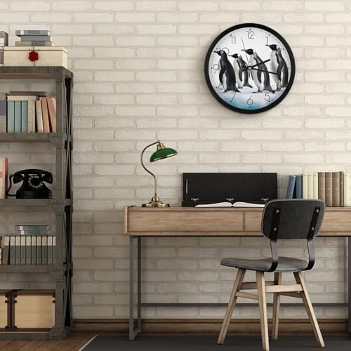 Horloge murale numérique pingouins ronde silencieuse à piles