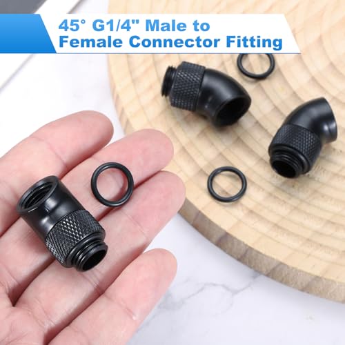 Adaptador de codo de 45 G1/4 macho a hembra extensor negro sistema refrigeración agua PC 6