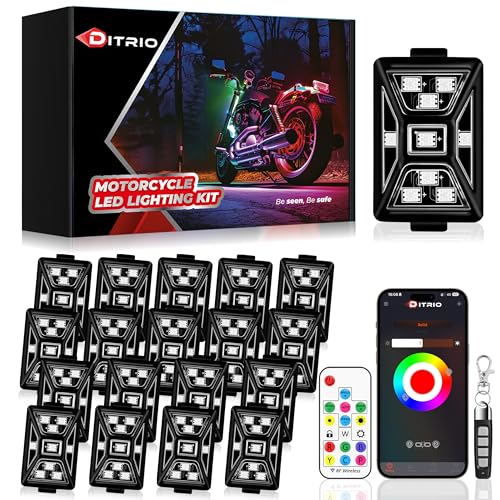Image of 18PCS 5 Sides Full Angle RGB Motorcycle LED Underglow Kit with APP and 2 Remote Control,Brake Light Bright Waterproof Music Mode Easy Install Underglow Lights, Fit for Most Motorcycles Scooter