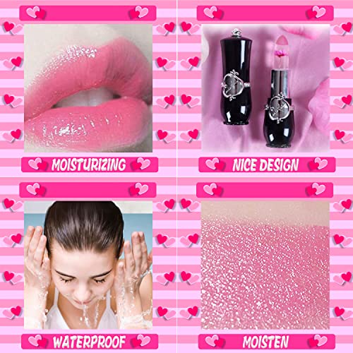 Witcrskm Color Changing Lipstick For Women 6Pcs, Magic Crystal Flower Jelly Lip Balm Makeup Set, Long Lasting Nutritious Lip Balm Lipsticks Moisturizer Ph Clear Temperature Lip Gloss #TOP2