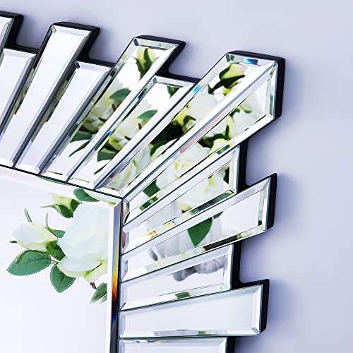 Autdot 36" X 24" Large Mirror For Wall Decor, Decorative Mirror For Living Room Decor With Mosaic Tiles And Beveled Edge, Contemporary Bathroom Mirror Hang Horizontally Or Vertically #TOP1