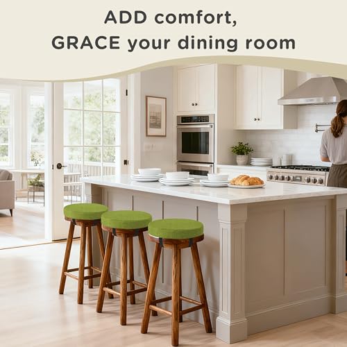 Image of AddGrace Round Bar Stool Cushions 4 Pack Bar Stool Seat Cushion Non Slip Round Chair Pads with Removable and Washable Cover 12x12 Inch Green