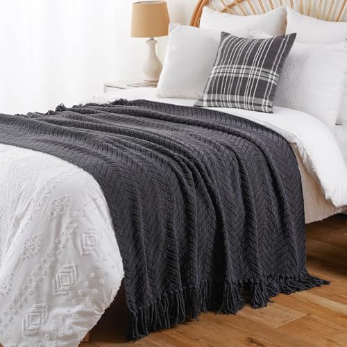 Image of BATTILO HOME Dark Grey Throw Blanket for Couch, 50 inchx60 inch
