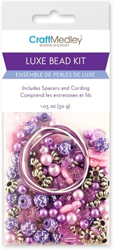 CraftMedley Kit de perles en acrylique de luxe avec entretoises et cordon Violet