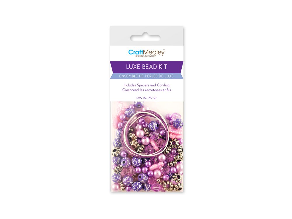 Kit de perles en acrylique pour fabrication de bracelet violet 30g