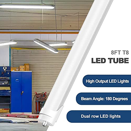 JESLED T8 T10 T12 8FT LED Tube Light Bulbs, 50W 6000LM, 5000K Daylight
