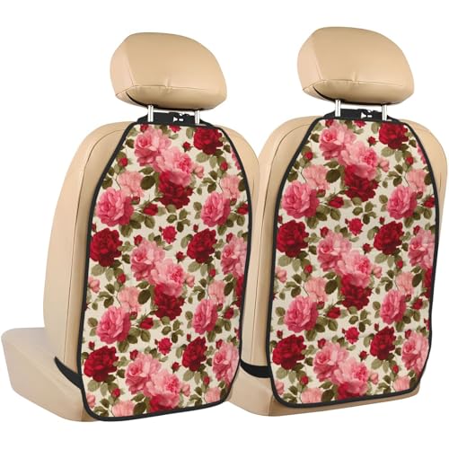 Protectores de asiento de coche floreados con bolsillos para proteger de suciedad y lodo