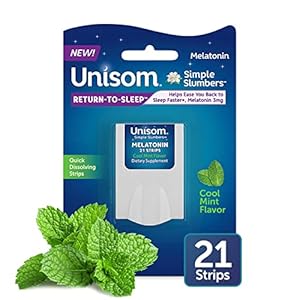 Unisom Simple Slumbers Return-to-Sleep Dissolving Strips 21-Count, Melatonin 3mg, Cool Mint