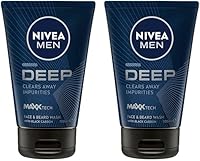 NIVEA MEN Deep Face and Beard Wash 100ml | Men's Cleanser | Enriched With Black Carbon | Removes Dirt & Excess Oils | Gently Cleanses Skin & Beard Hair | Leaves Face Nourished & Refreshed (Pack of 2)