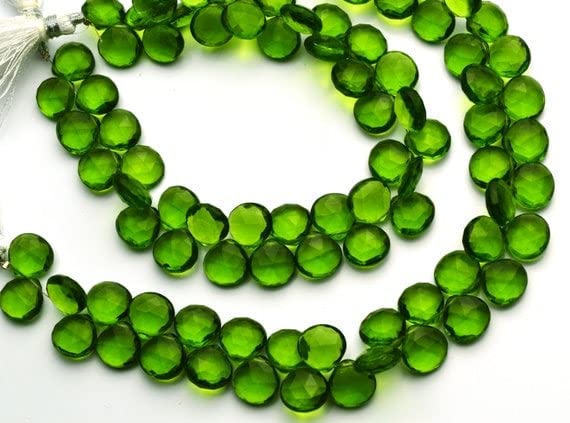 Perles cœur vert péridot 11mm pour fabriquer vos bijoux de mariage