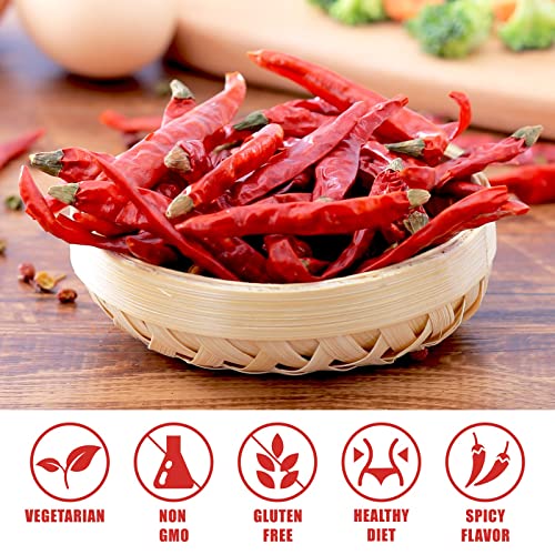 Image of Yimi Dried Red Chilis Peppers, Super Hot Spice For Multi Cuisine 10.7 Oz | Super Hot Peppers Dried Chili Pods For Pozole Tamales Hotpot, Resealable Storage Bags For Cooking & Gift