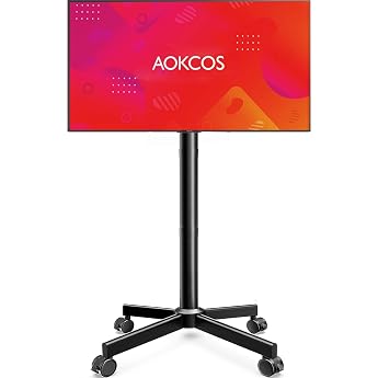 AOKCOS TV Stand Rollable for 32-65 Inch TVs Tilting & Height Adjustable TV Stand with Wheels Screwless Design TV Stand Floor Stand Universal Max VESA 400 x 400 mm 40 kg