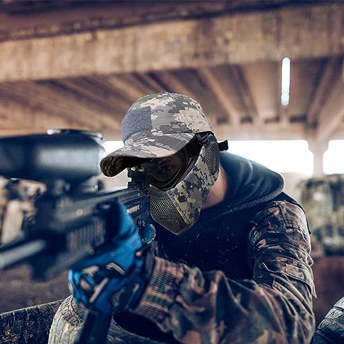 Yzpacc Airsoft Half Face Mask with Goggles& Patch Hat Set - Image 2