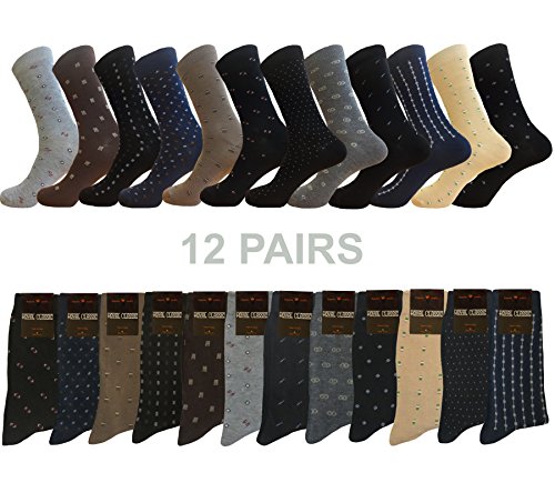 MENS DRESS SOCKS MIX PATTERNS AND DESIGNER SOCKS FASHION TRENDY DRESSY SOCKS SIZE (10-13) 12-PAIRS3