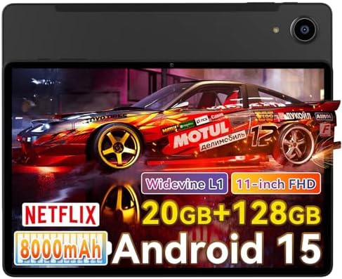 Alphawolf Lpad3A Android 15 Tablet 11 inch, FHD 1920 * 1200 IPS Display, 20GB (8+12GB Expanded) RAM 128GB ROM Octa-Core Processor, 5MP + 13MP Dual HD Camera, Widevine L1, 2.4G/5G WiFi,8000mAh