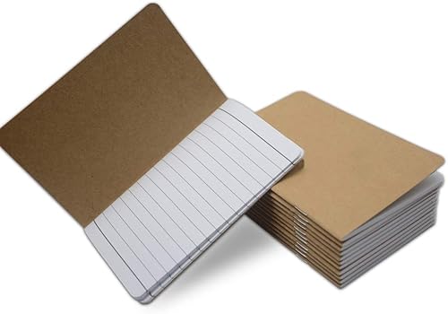 Miniatura 7 de Yansanido 24 cuadernos de bolsillo con cubierta marrón de 5.5 x 3.5 pulgadas, 32 hojas (64 páginas), páginas rayadas de 0.315 in, papel de 2.47 ozm