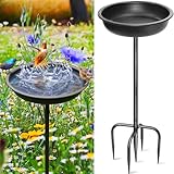 Gavinjitao Bird Bath for Outside,Garden Detachable Bird Baths for Outdoors Metal Stand with 5 Prongs Base Stake Freestanding Birdbaths and Feeder Bowl for Garden Patio Yard Lawn Outside Decoration
