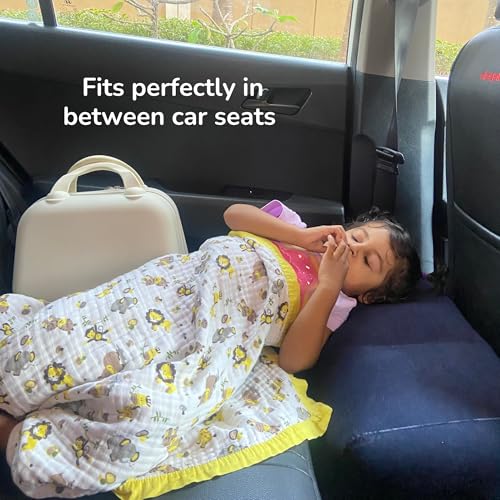 Image of nomado Travel Foot Rest Pillow - Self-Inflatable Seat Extender for Car, Plane & Train, Portable & Compact Footrest for Kids & Adults, Dark Blue Rectangular 18x15x12 Inch for Long Trips